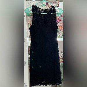 Black lace zip up dress